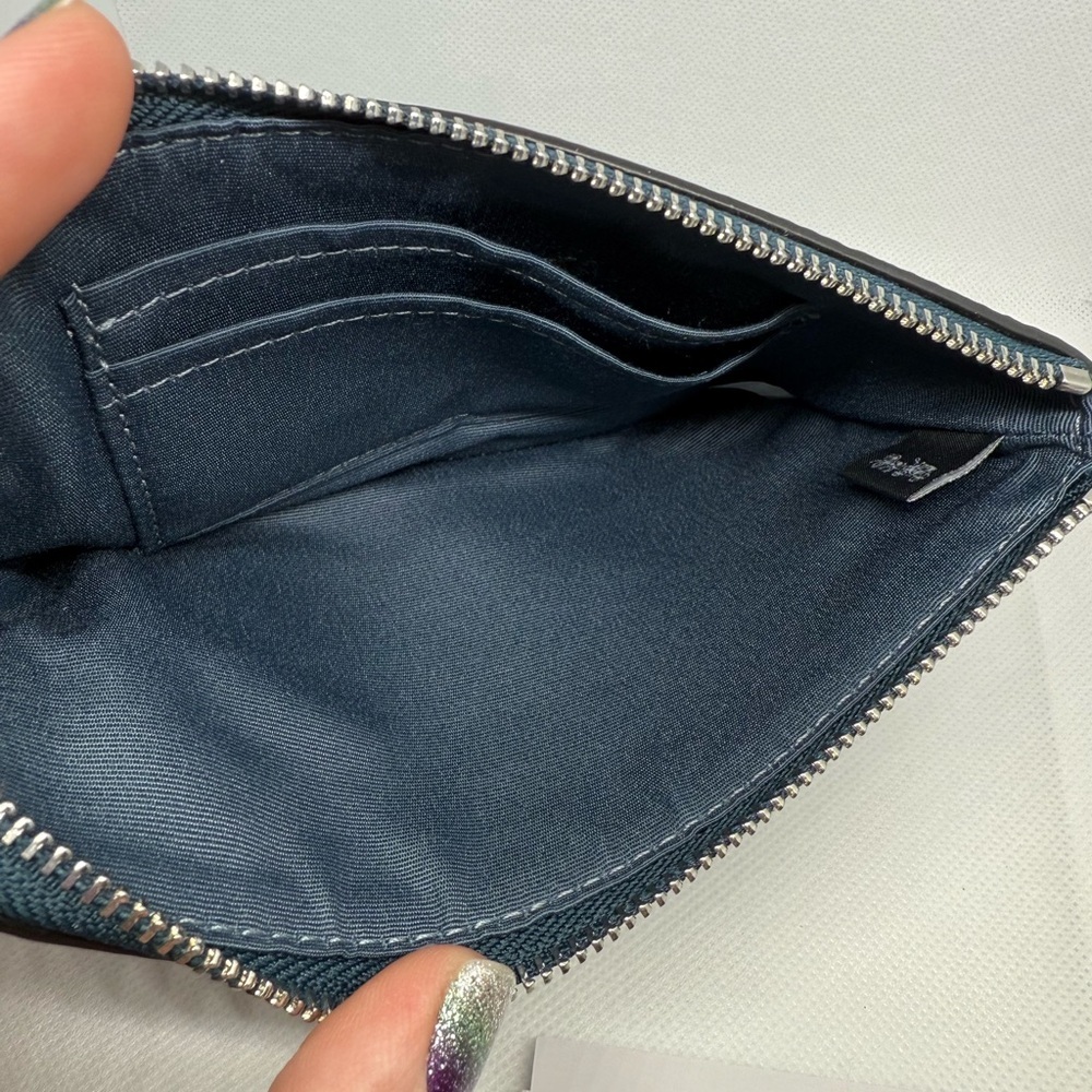Coach Blue Wristlet with Vibrant Red Logo‎ - Picture 3 of 4